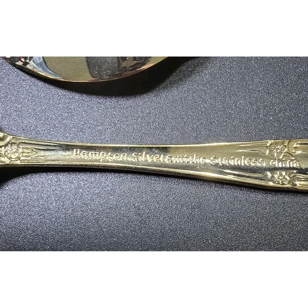 Vintage Hampton Silversmith Gold Plated Teaspoons Set Of 4 Versailles